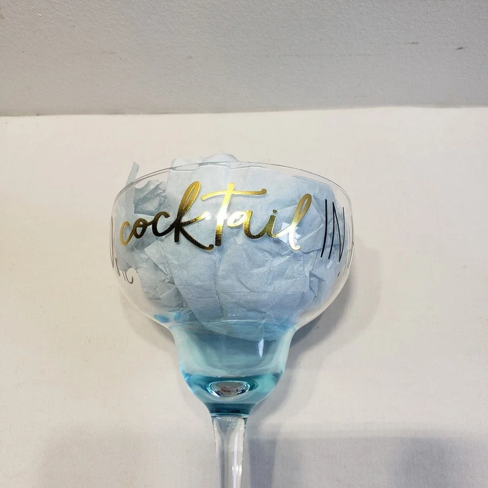 Mud Pie Margarita Glass Set Blue Gold Toes In Sand Cabana Boy